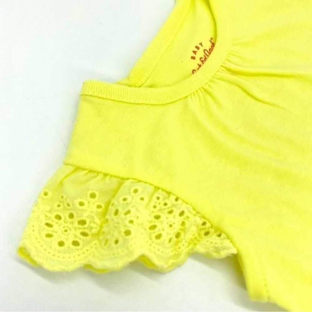 Cat & Jack Yellow Eyelet Flutter Sleeve Bodysuit Onsie New 18 Months - Picture 6 of 7